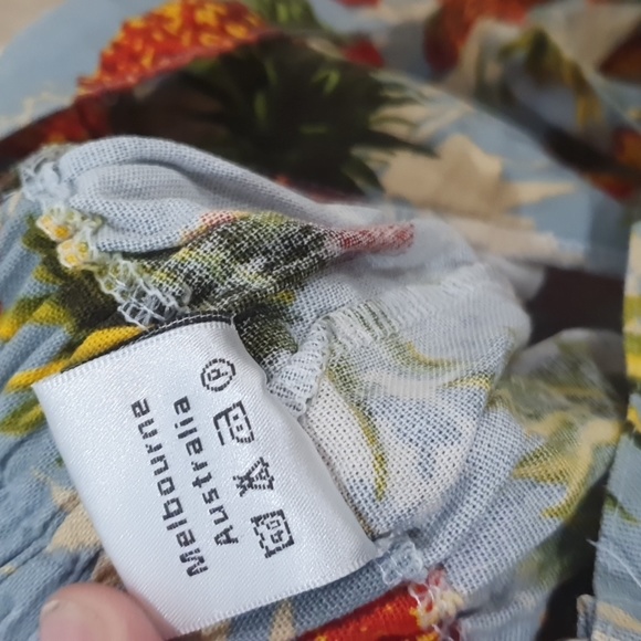 Grandma Funk Size 8 approx Tropical Pineapple Overalls Denim Feel with p… - Picture 6 of 6